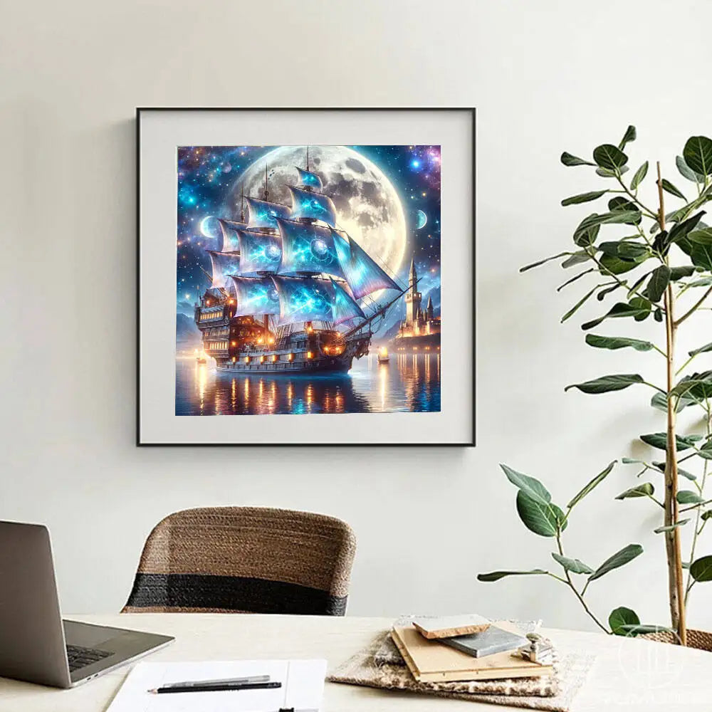 Huacan Full Drill Diamond Painting Ship / Sailboat Sea DIY 5D Square / Round Drill