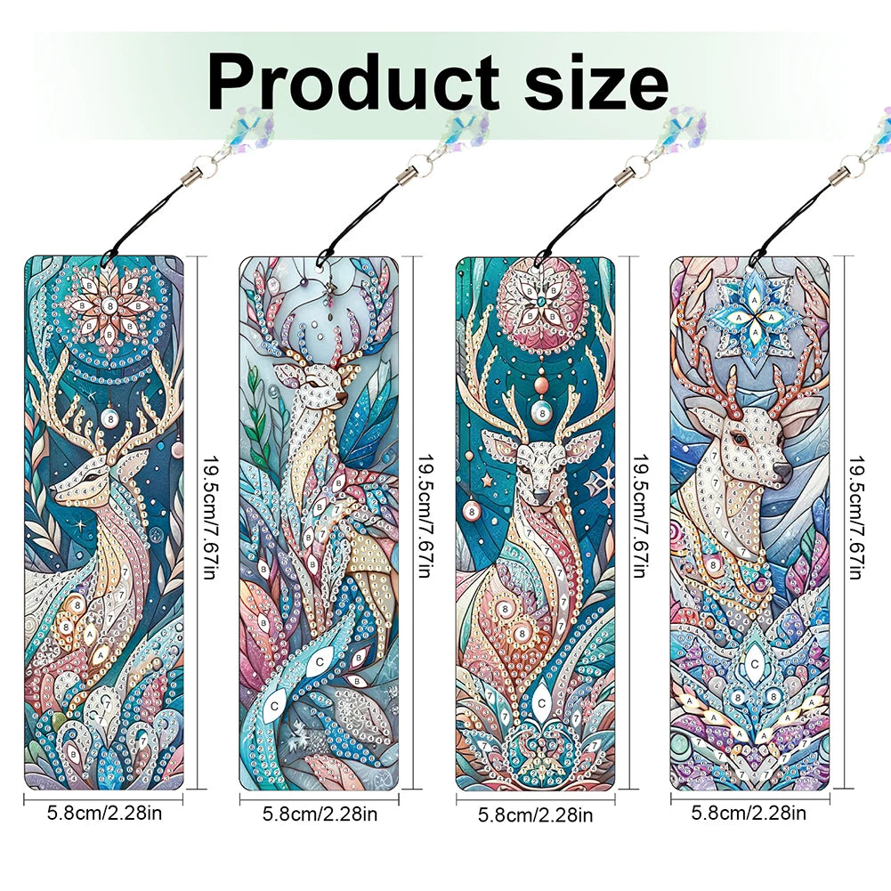 8Pcs DIY Owl Diamond Painting Art Bookmarks With Crystal Pendants