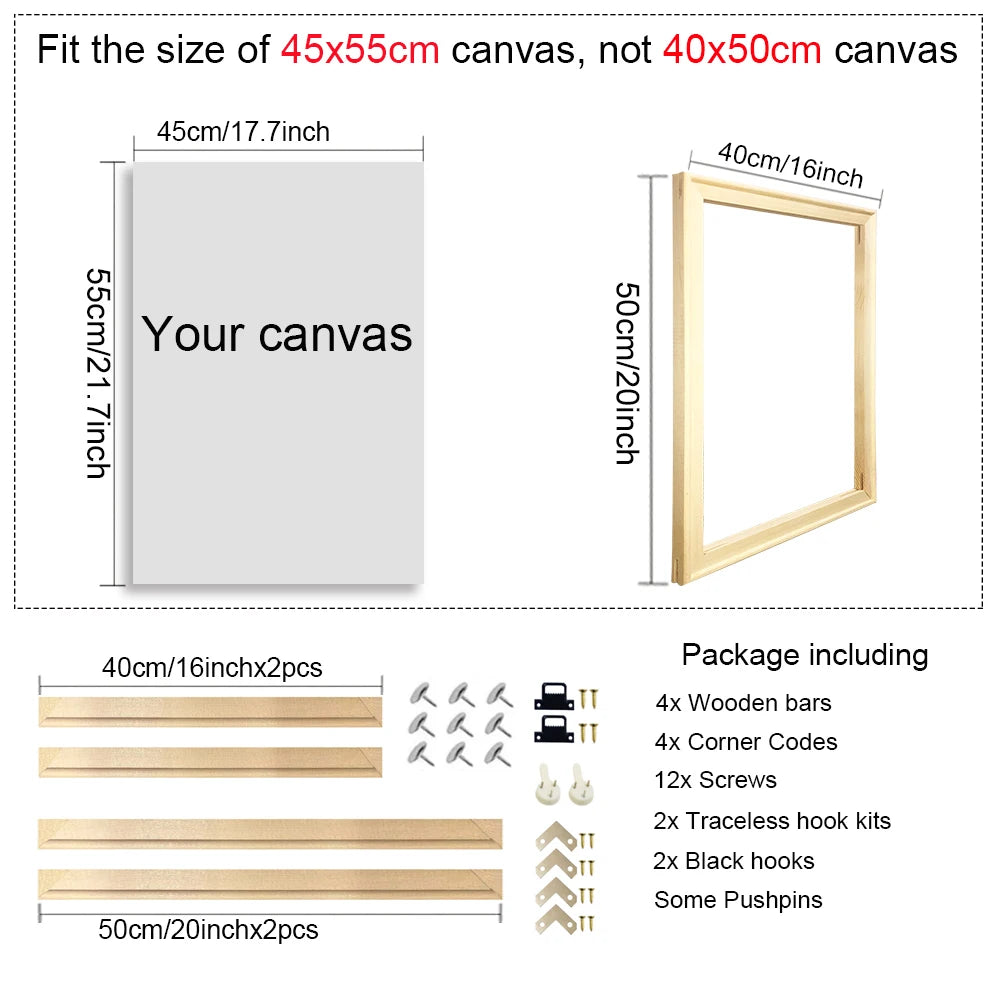 40x60, 50x70, 60x90, 60x120 DIY Wood Frame Kit For Diamond Painting Wall Art, Frame