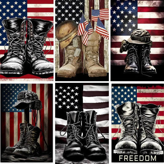 American Flag / Boots 5d DIY Diamond Painting Kits Full Square / Round Drills