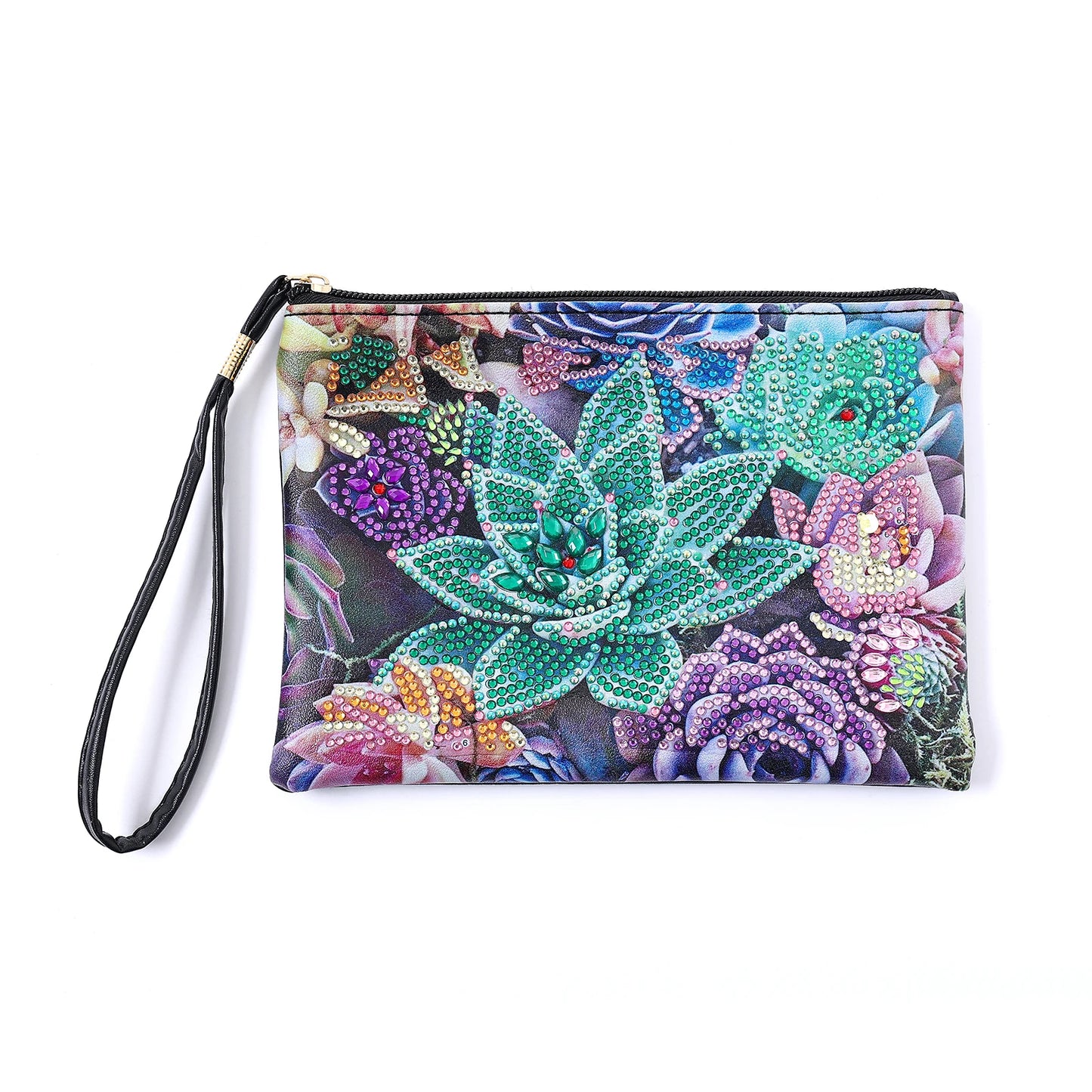 1pc DIY Purses Diamond Painting Mandala Kits for Adults One Sided Drill PU Leather Handbags Cactus Diamond Art Purses for Women