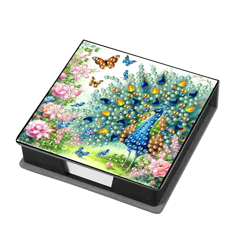 Wooden 5D Diamond Painting Kit Note Box With 160 Sheets Diamond Art Notebook Box For Home/ Office/ School Supplies