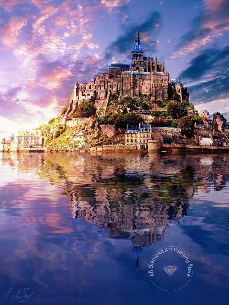 France Castle Mont Saint Michel Diamond Painting Kit 5D DIY Diamond Embroidery Cross Handmade Art Exquisite Gift Home Decoration