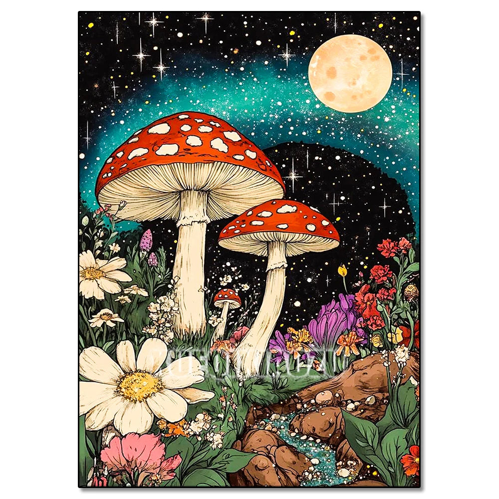 5D DIY Diamond Painting Kit Mushroom, Butterfly, Frog