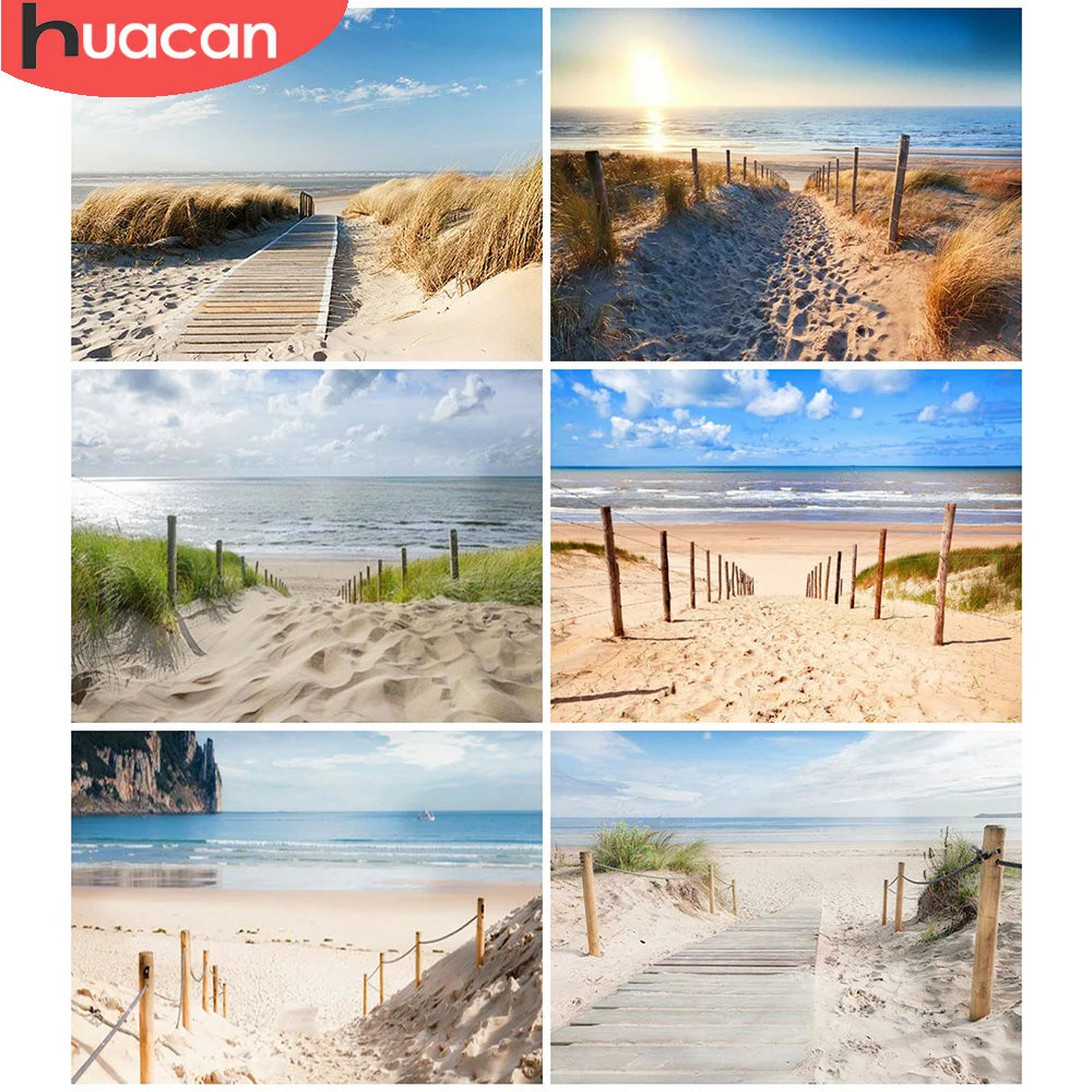 HUACAN 5D DIY Diamond Painting Landscape Sunset Seaside Full Square / Round Drill