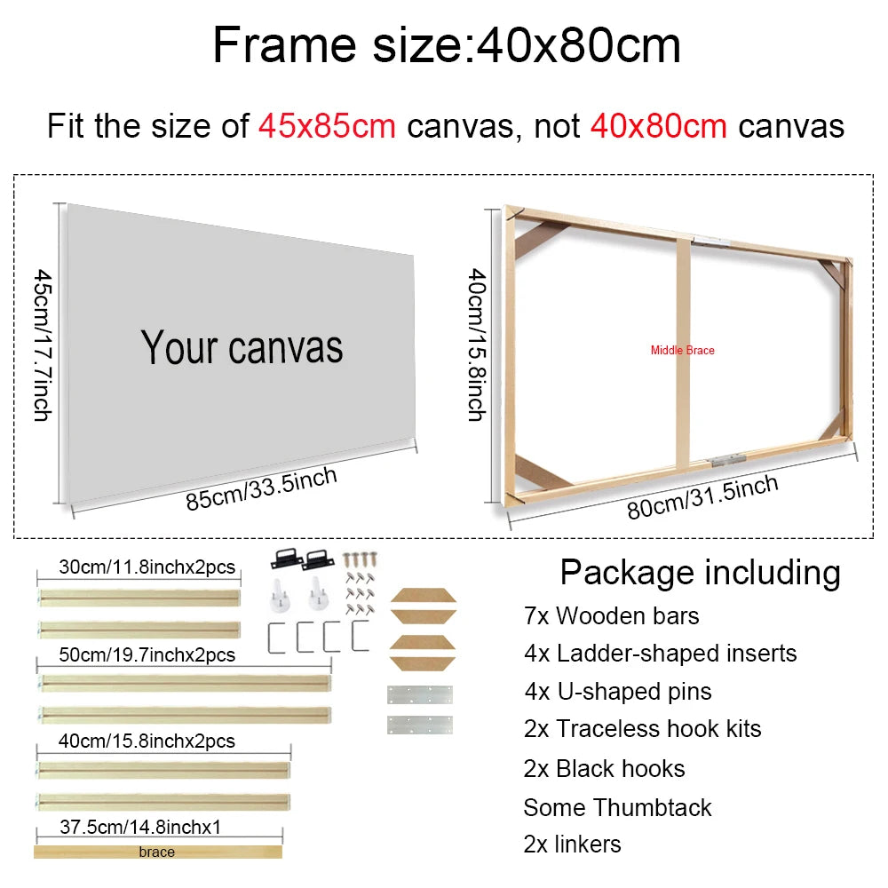 Various Sizes Canvas Frame, Wooden Frames Natural Wooden, Diamond Painting Frames Canvas, Wood Wall Frame