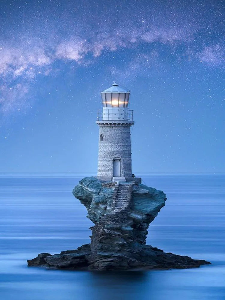 5D DIY Diamond Art Painting Kits Lighthouse Landscape Mosaic 2024 New Embroidery Cross Stitch Home Decor Children's Gift Crafts