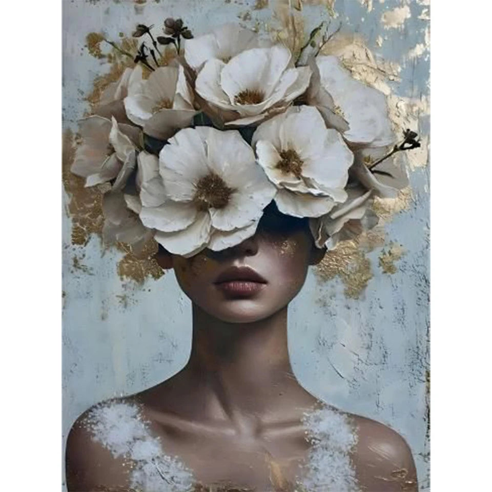 DIY Diamond Painting Beauty Girl Diamond Art Painting Full Square / Round Flower 5D