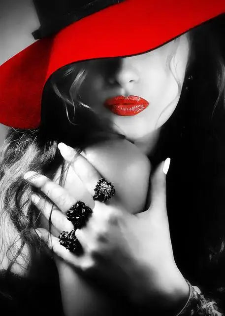 Elegant Red Lips Woman Poster And Print Modern Wall Art Canvas Painting Black White Pictures For Living Room Home Decor