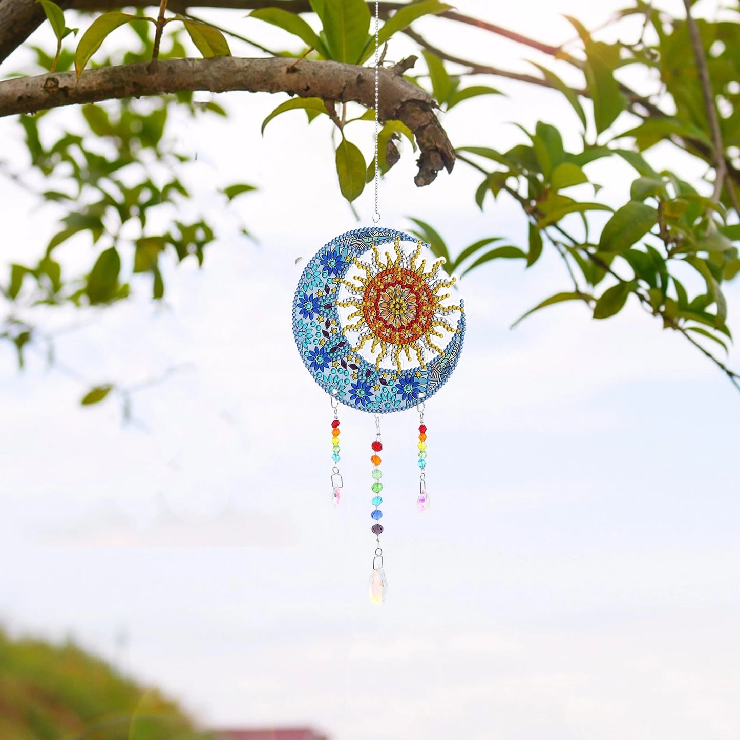 1pc/Set DIY Sun and Moon Diamond Painting Sun Catchers Double Sided Windchimes With Crystal Diamond Art