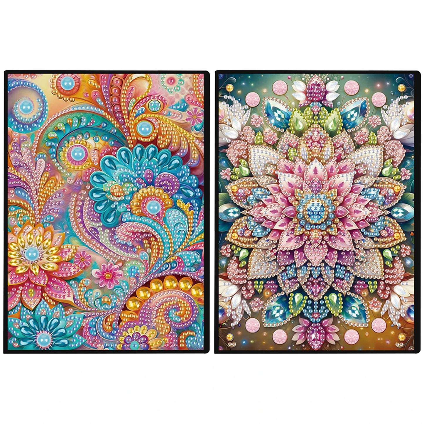 2pcs Partial DIY 50 Pages A5 Diamond Painting Notebook, Special Shaped 5D Crystal Art Painting Sketchbook