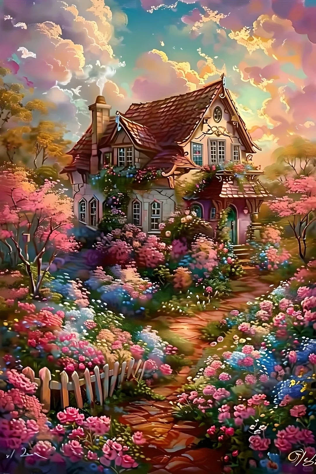 DIY Diamond Painting Full Drill House Landscape Picture Square / Round