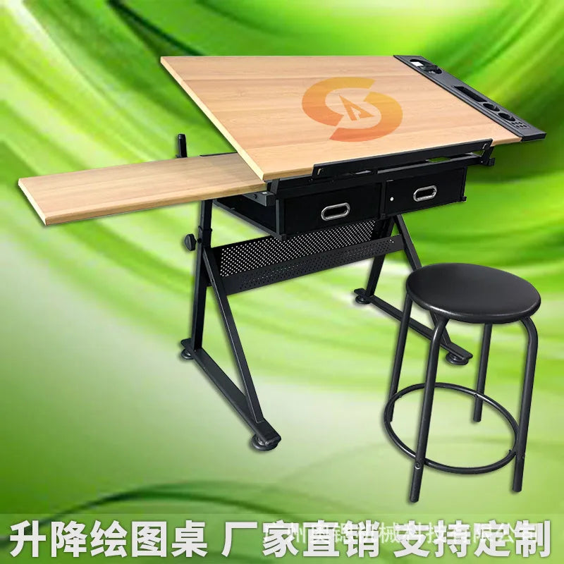 Wooden Lifting Drawing Table Art Classroom Student Drawing Table Tilting Desktop Engineer Drawing Table