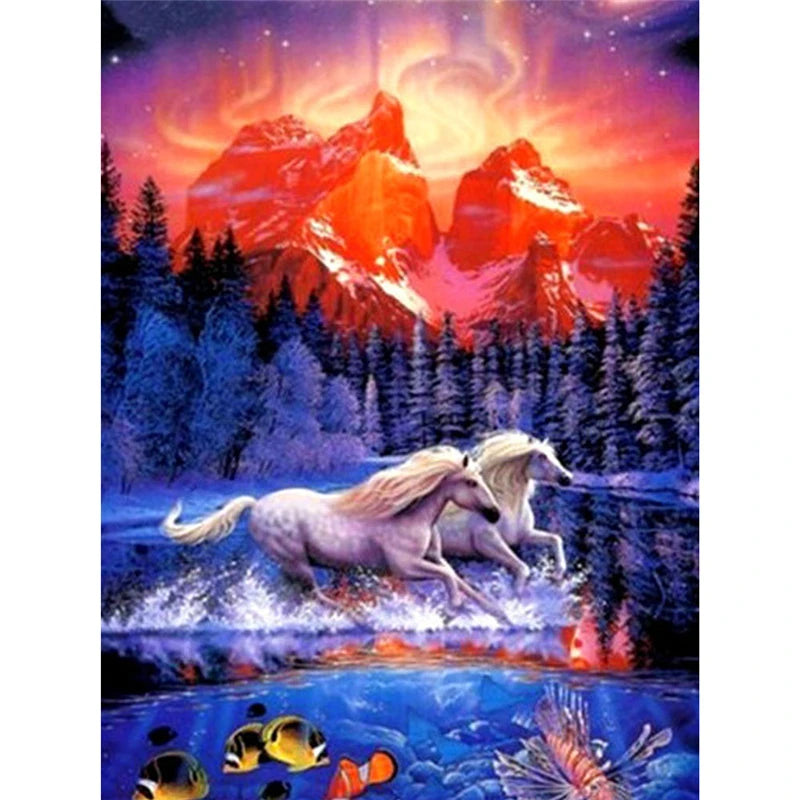 Yumeart DIY Diamonds Painting Horse Mosaic Full Square Drills