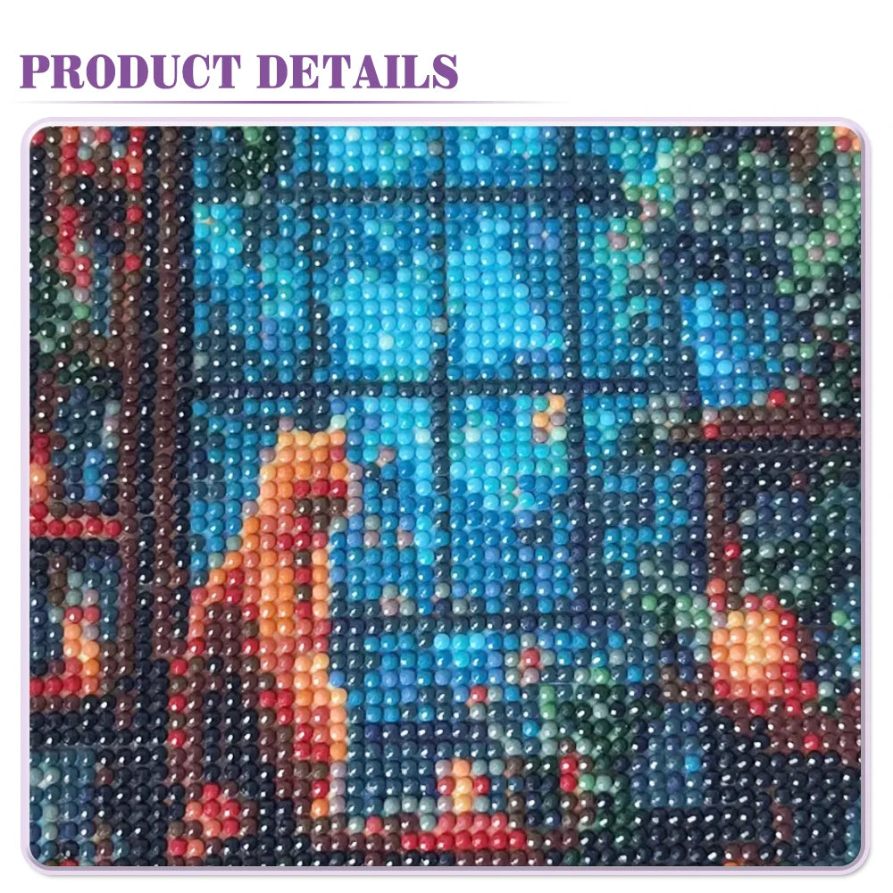 Huacan DIY Diamond Painting Cat In The Window Full Square / Round Drill