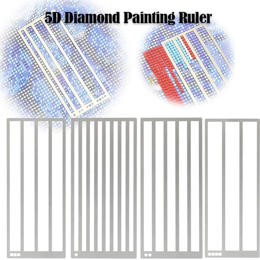 DIY Diamond Painting Ruler Textured Grid Tool Non-Slip Straight Drill Ruler Metal Diamond Painting Drill Ruler