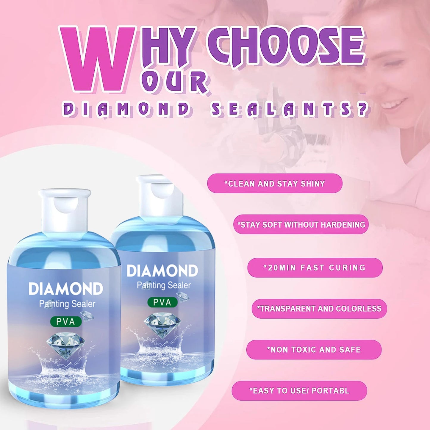 Diamond Painting Sealer Glue Kits 120ML With 3 Pcs Brushes Diamond Painting Glue Accessories And Tools