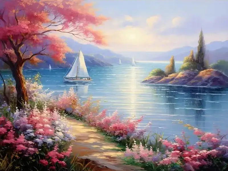 Scenic Pink Tree 120 Colors Nabi Fairy Dust Diamond Painting Full Square / Round Drill