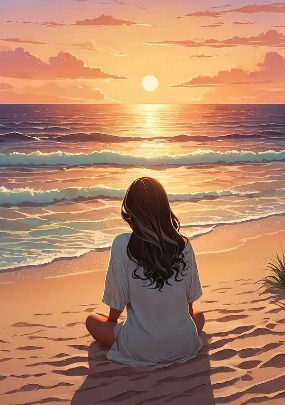 Sunset Landscape Seaside Beach Full Round Drill Rhinestones