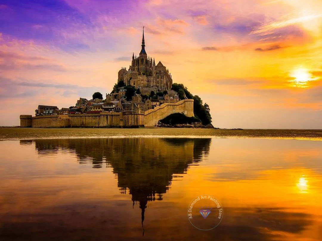 France Castle Mont Saint Michel Diamond Painting Kit 5D DIY Diamond Embroidery Cross Handmade Art Exquisite Gift Home Decoration