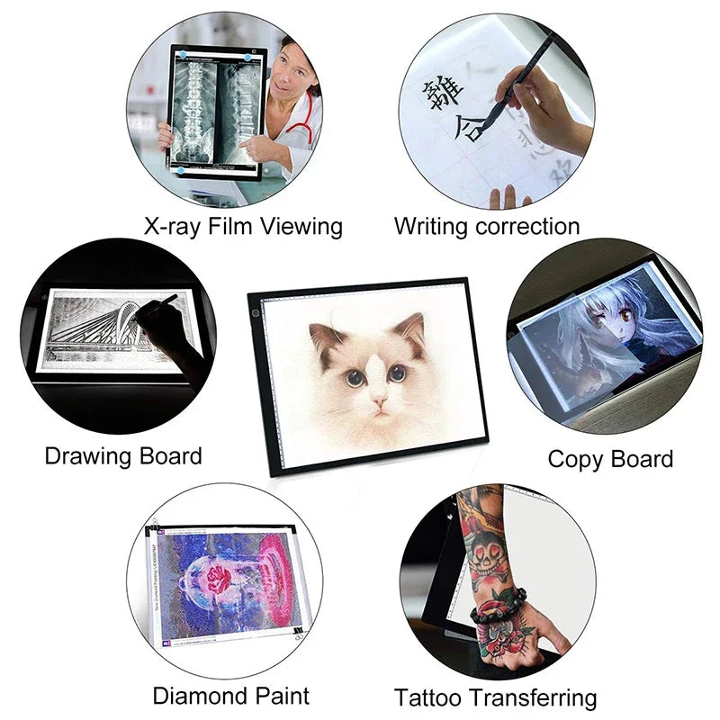 A4/A3 Drawing Tablet Wacom Digital Graphic Tablet LED Diamond Painting Light Pad Board, Portable Board