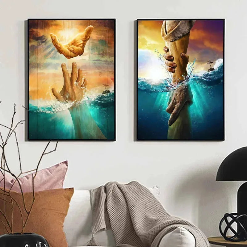 1 pc Frameless Diamond Painting, Jesus The Hand of God 5D Diamond Painting Mosaic Kits Home Decoration Wall