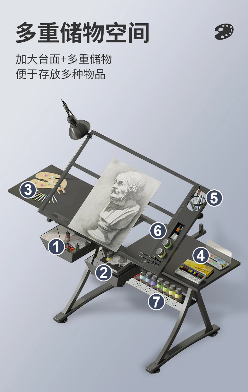 lmm Art Drawing Table Glass Adjustable Height Drawing Drafting Designer Desk