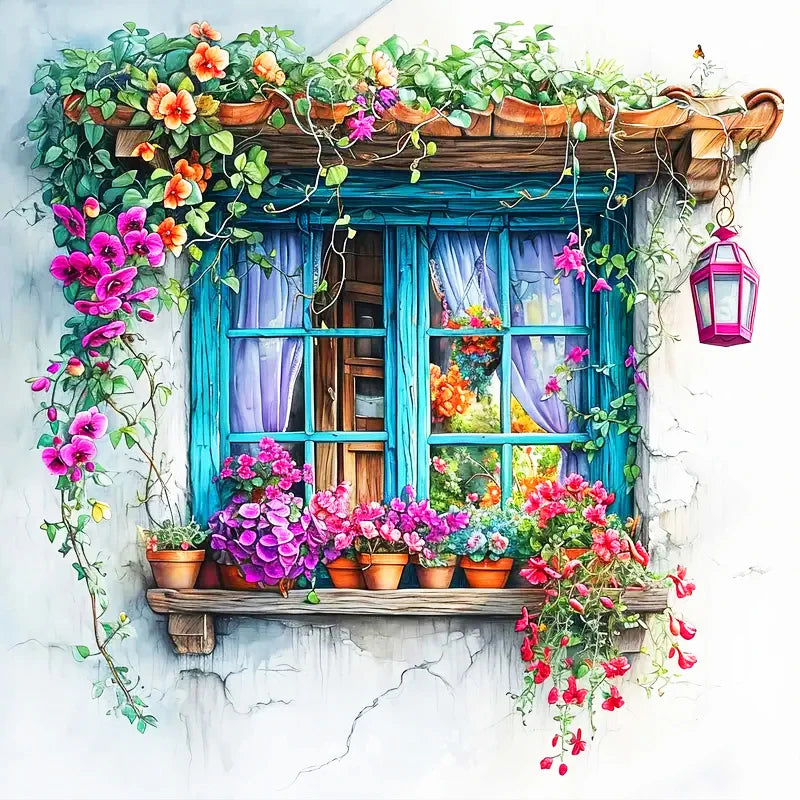 Huacan DIY Diamond Painting Landscape Window Flower Full Square / Round Drill