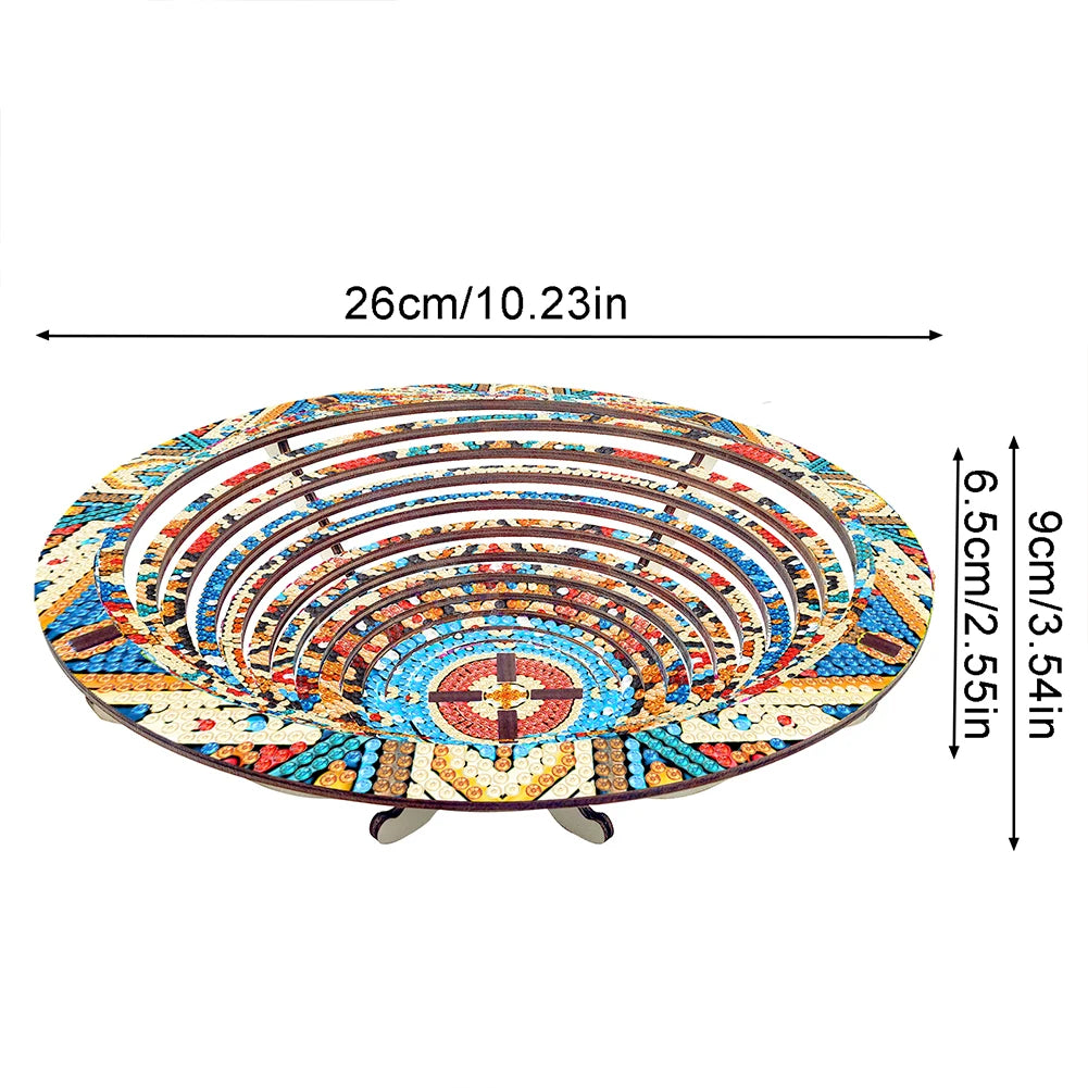DIY Diamond Art Wooden Serving Tray, Diamond Painted Wooden Dining Plate Decorative For Parties Or Bed Food Tray