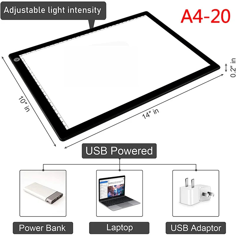 A4/A3 Drawing Tablet Wacom Digital Graphic Tablet LED Diamond Painting Light Pad Board, Portable Board