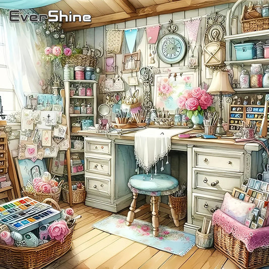 EverShine Flower Room Craft Supplies, DIY Full Square / Round Drill