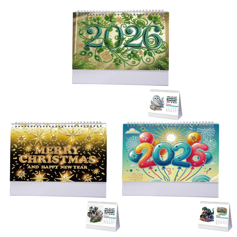 2026 Calendar Diamond Painting, Calendar Set With Irregular Shaped Diamonds Diamond Painting Kit DIY Diamond Art Desk Calendar
