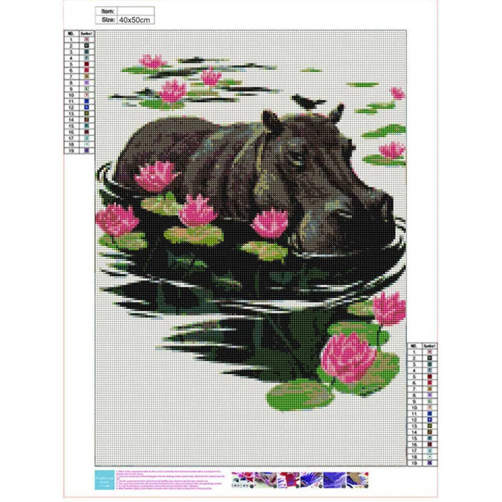 5D DIY Diamond Painting Hippo In Shower Full Square / Round Drill