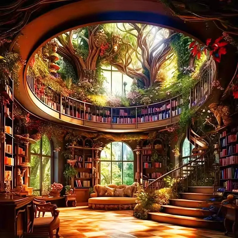 DIY Diamond Painting Library Scenery Full Diamond Mosaic