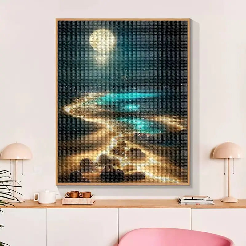 5D DIY Diamond Painting Moonlight Beach Landscape Full Square / Round