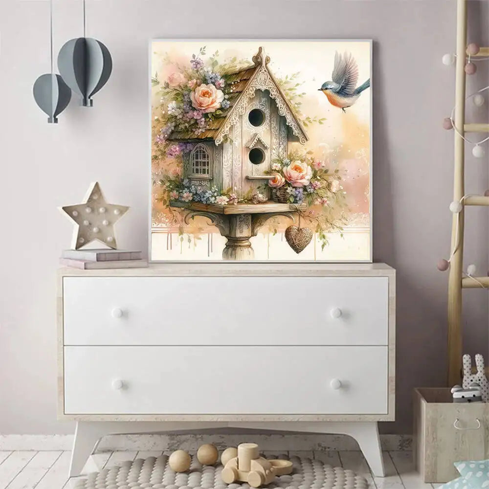 Evershine Bird House Diamond Painting Flower Landscape Pattern DIY Full Square / Round Drill