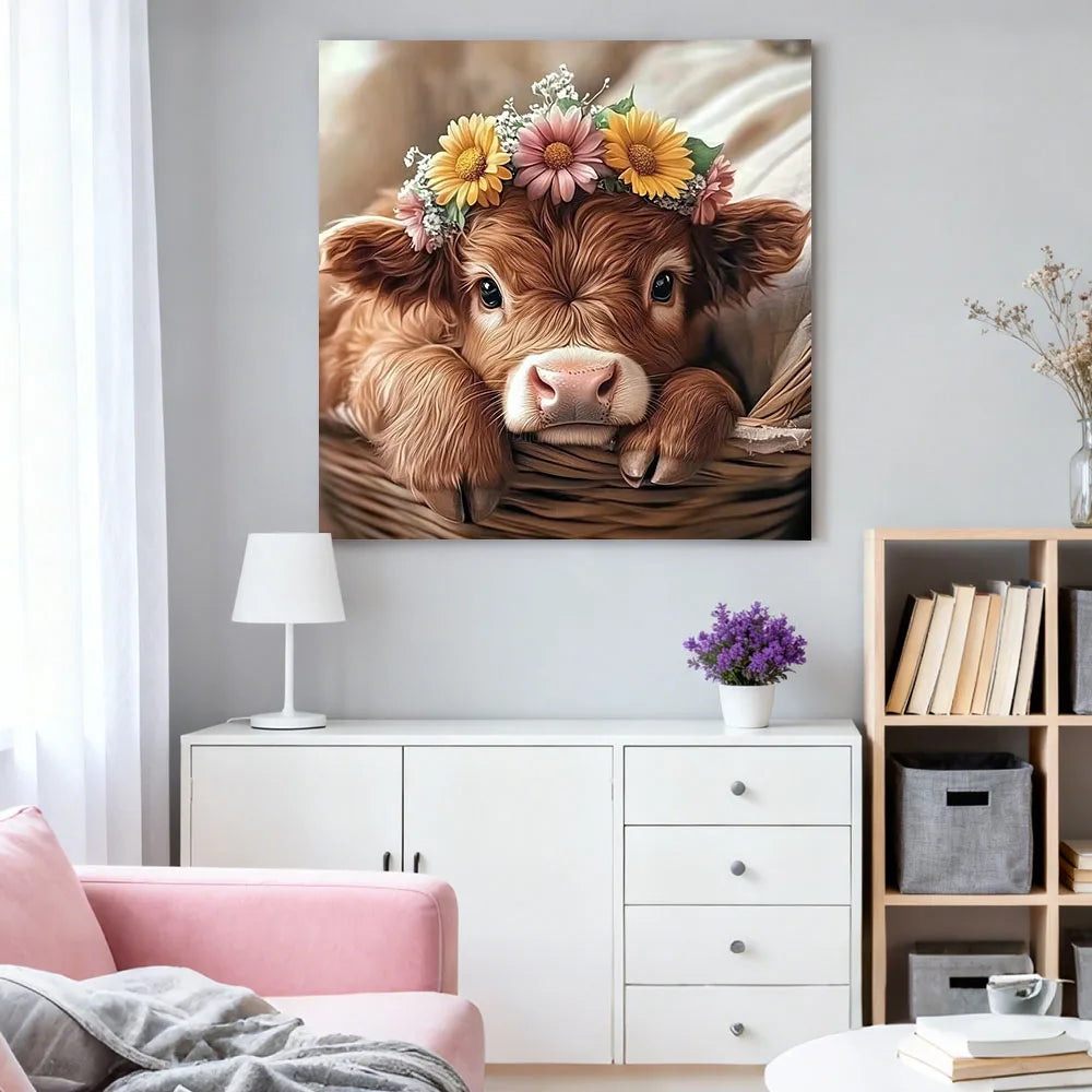 HUACAN Cattle 5D Girl & Cow Full Square / Round Drill