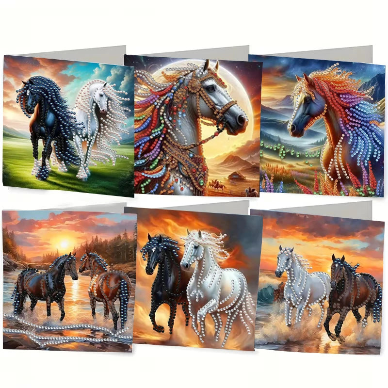 6-piece DIY Diamond Painting Set Birthday Card Set, Bouquet Pattern Design, Water Diamond Painting Art Mosaic