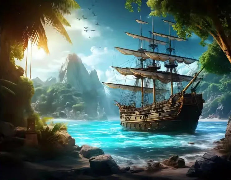 HUACAN 5d DIY Diamond Painting Ships Landscape Sea Scenery Full Square / Round Drills