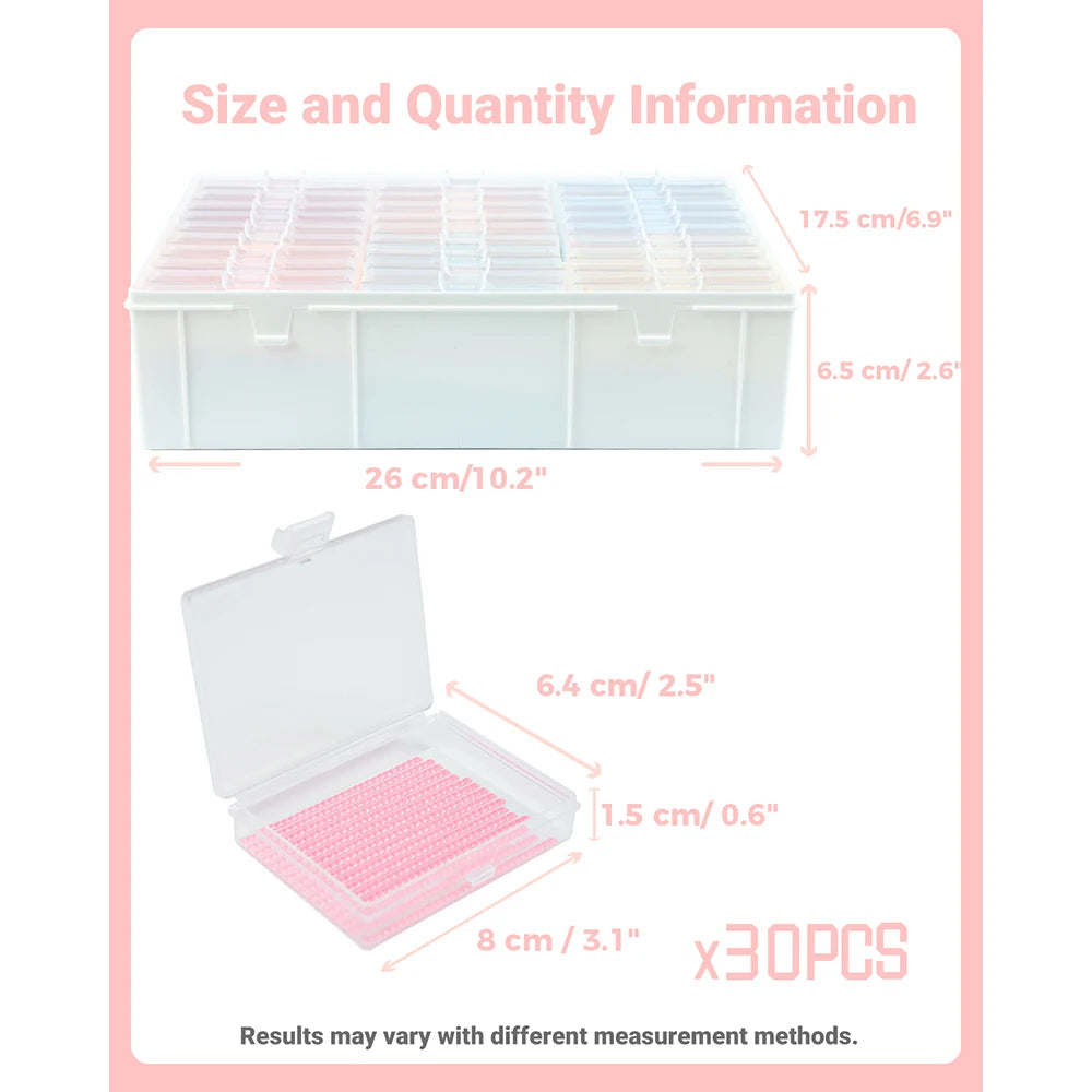 HOMFUN Diamond Painting Tray Storage Box With Lid, 5D Drill Accessories Tools Beading Curved Lock Buckle Plates