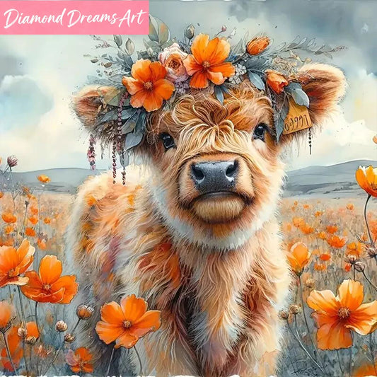 DIY Diamond Painting Highland Cow / Flower Pattern, Home Decoration Full Round