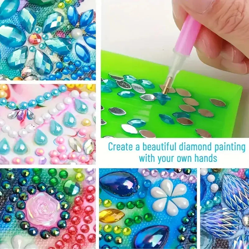 1 DIY Diamond Painting Set with dot Diamond flip label Box - Paper material with flower pattern - can hold 150 sheets of pape