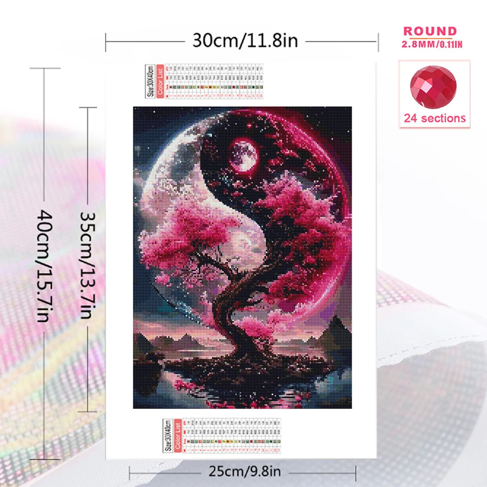 Momoart Diamond Mosaic Tree Landscape Moon DIY Painting Full Square / Round Drill