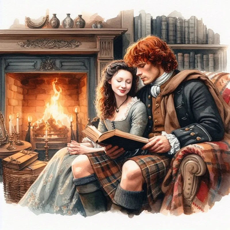 Outlander Diamond Painting Kit Claire Randall, Jamie Fraser Portrait DIY Round Drill