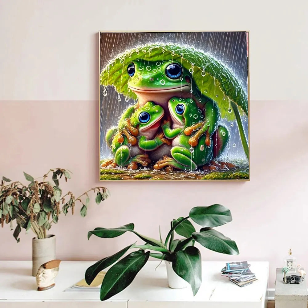 Huacan Frog Under Leaf In Rain Full Round / Square DIY Diamond Painting