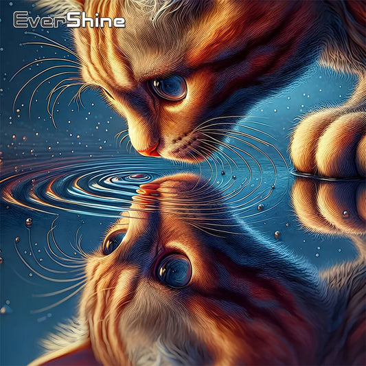 Evershine DIY Diamond Mosaic Cat Picture Animal Full Square / Round Drill