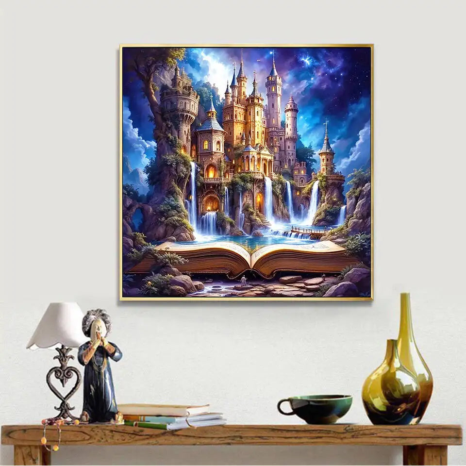 Evershine Full Square/Round Drill Castle Waterfall Book, Wall Art
