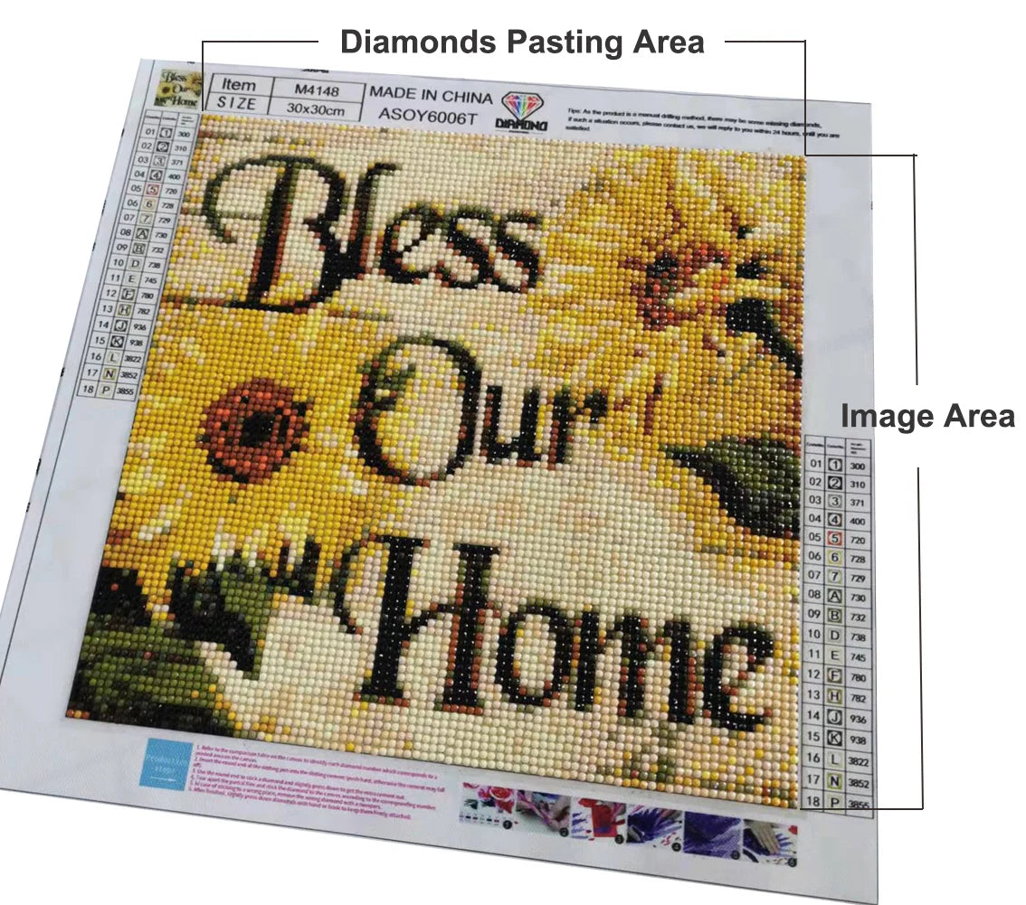 5D Diamond Painting Full Square / Round Family Poster Heart Text Love