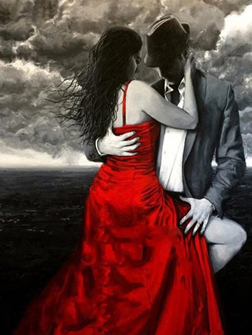 Diamond Painting Woman/Couple Mosaic Black Red Square / Round Full Drill