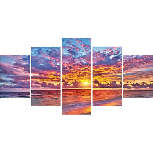 Diamond Mosaic Kits Full Round Drill 5 Pieces Landscape Pattern Home Room Decor Round Drill